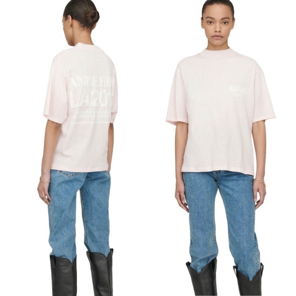 Anine Bing Top Wes Tee Oversized LA 2012 Organic Cotton Street Designer Pink L - Picture 12 of 12